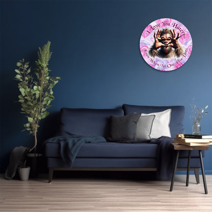 Bigfoot Sasquatch "I love you haters.." Wooden Wall Clock