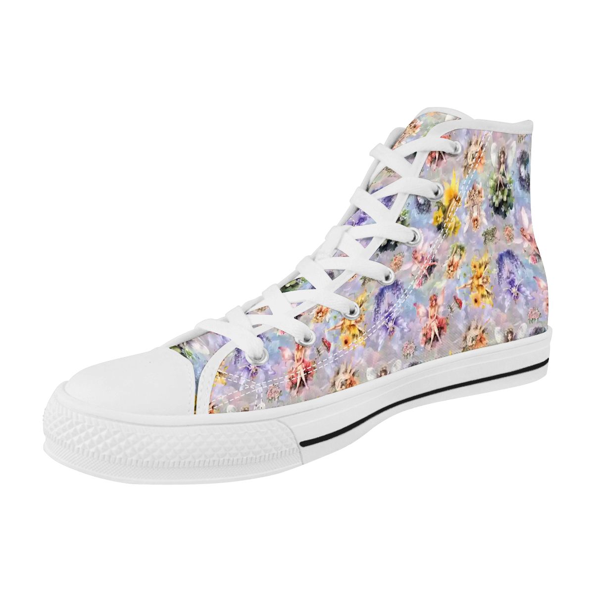 6 Fairy Designs, Women's High Top Canvas Shoes