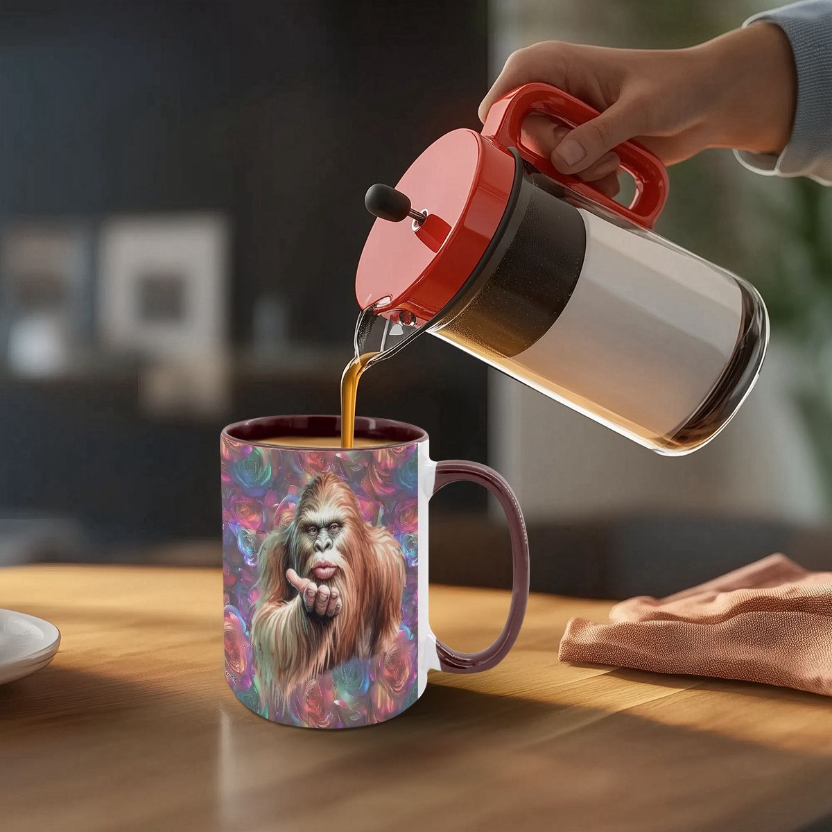 Bigfoot / Sasquatch Love, Large 15 Ounce Colorful Mugs – Made In USA