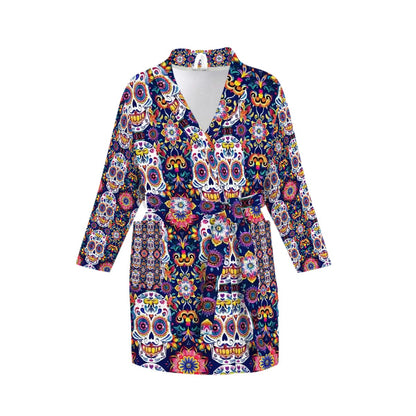 Day of the Dead Skulls, Women’s Bath Robe 33.5” Long