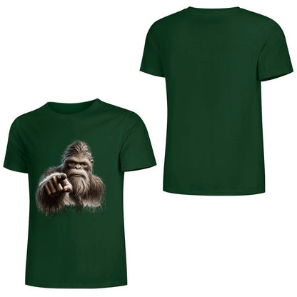 Bigfoot - Sasquatch Pointing Short Sleeve Cotton T-Shirt