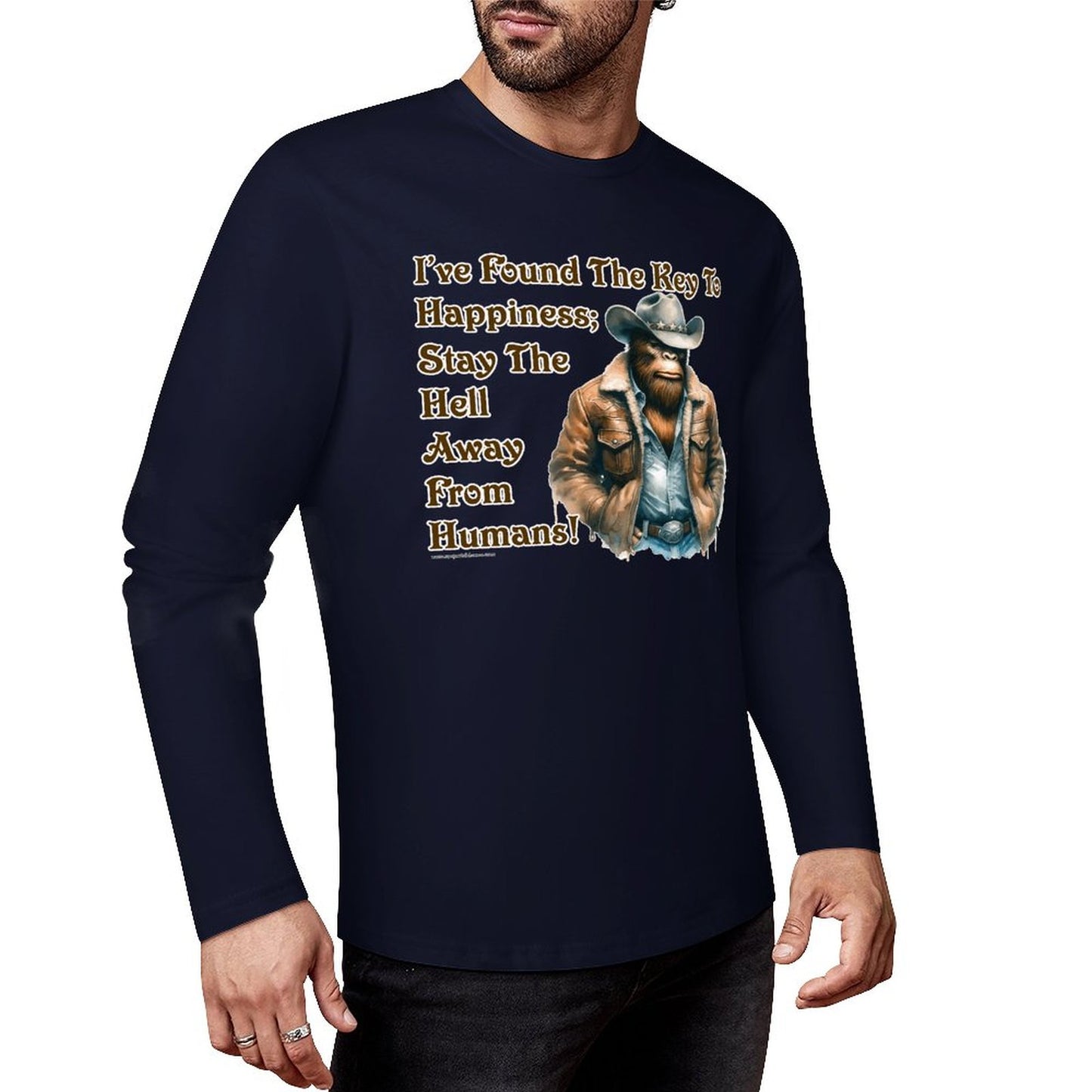 Cowboy Bigfoot / Sasquatch, "I found the key...", Cotton Unisex Long Sleeve T-shirt