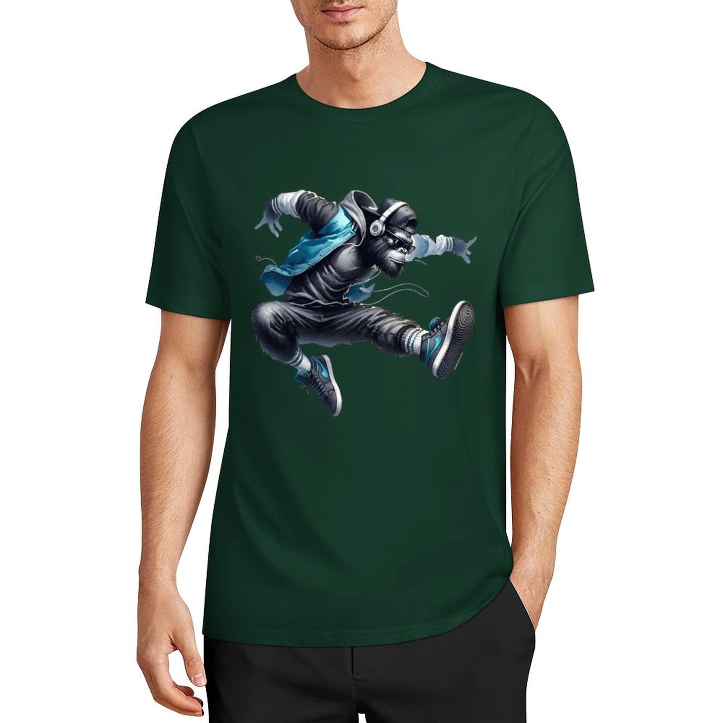 Bigfoot - Sasquatch Jumping Short Sleeve Cotton T-Shirt