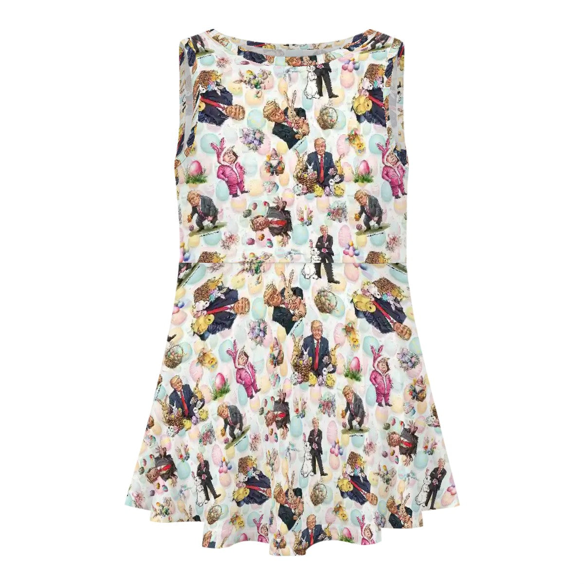 Donald Trump Themed Girls Polyester Sleeveless Dress