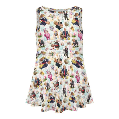 Donald Trump Themed Girls Polyester Sleeveless Dress