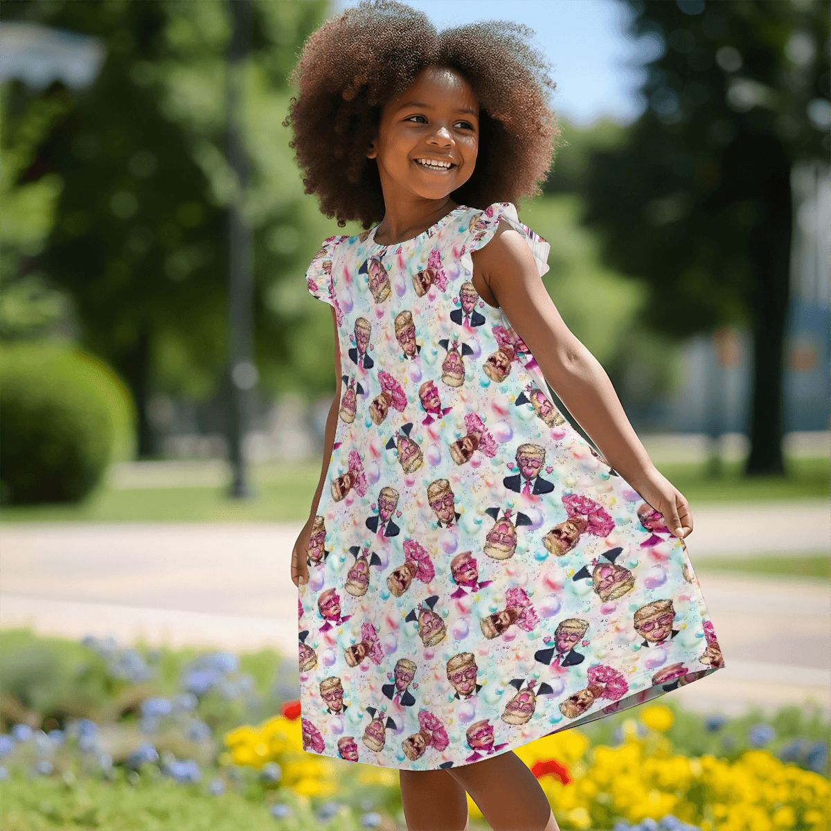 20 Donald Trump Designs, Girl's Flutter Sleeve Nightgown