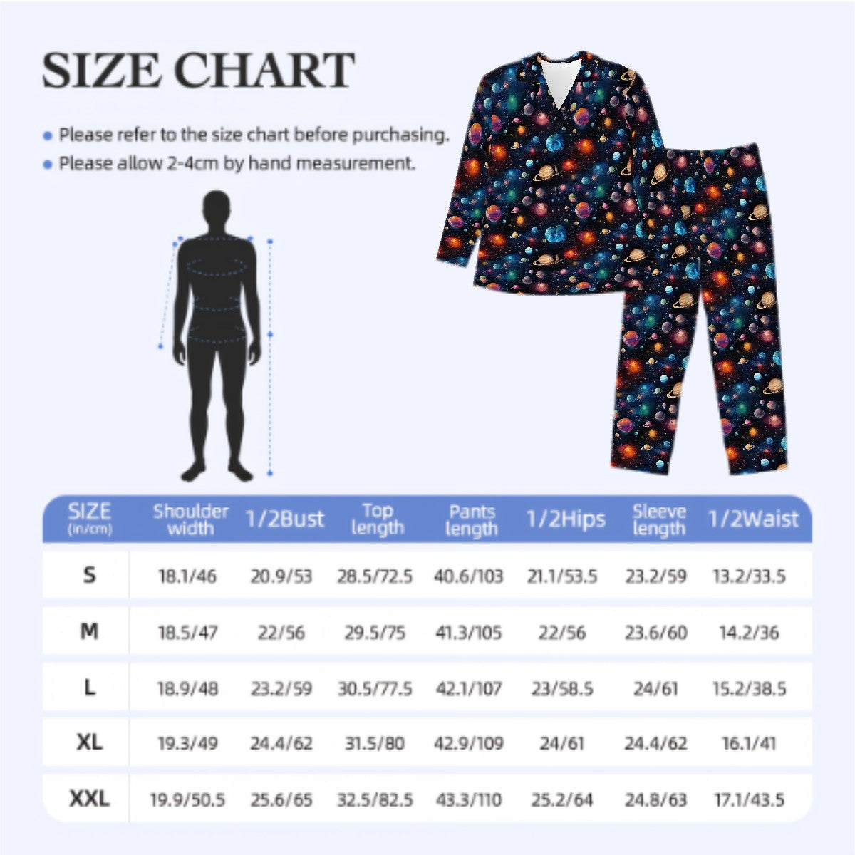 12 BEAUTIFUL Outer Space Designs, Long Sleeved Pajamas for Men Set Customized Services
