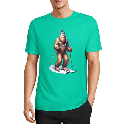 Bigfoot - Sasquatch Snow Skiing Short Sleeve Cotton T-Shirt