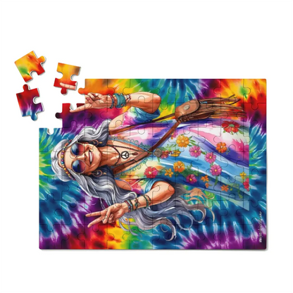 Old Hippie Lady, Jigsaw Puzzles, 4 Sizes