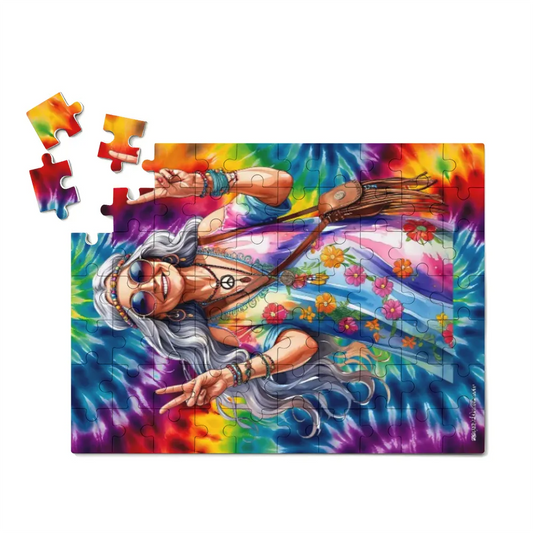 Old Hippie Lady, Jigsaw Puzzles, 4 Sizes