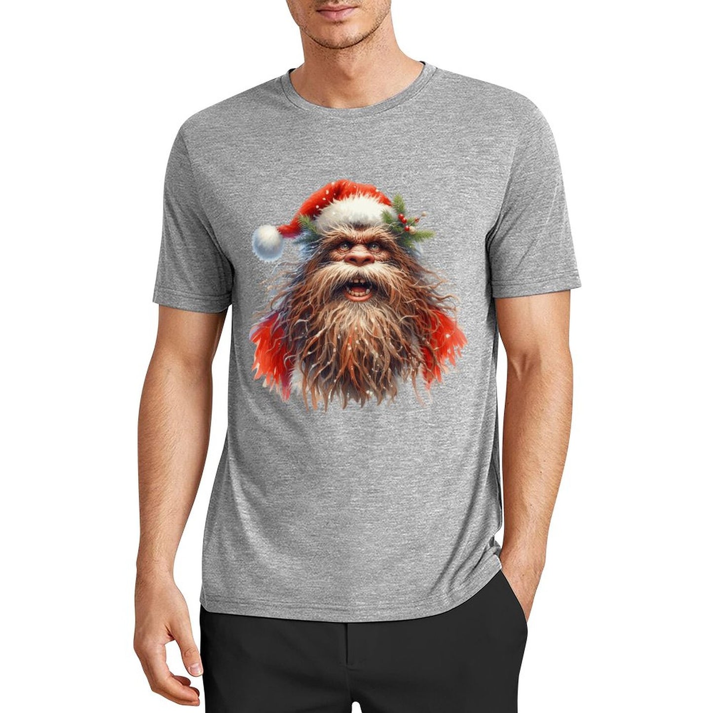 Bigfoot - Sasquatch Santa Short Sleeve Cotton T-Shirt