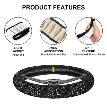 Spider Webs, Rugged Auto Steering Wheel Cover - 15"