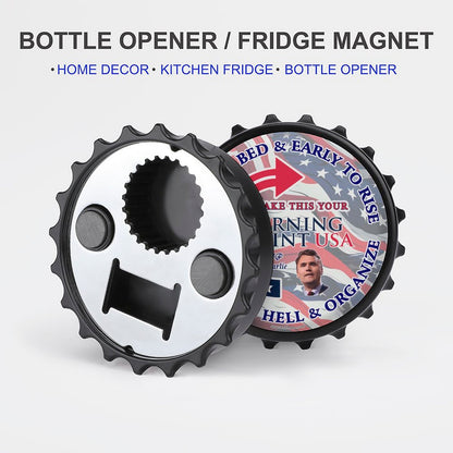 Charlie Kirk, Turning Point, Memorial, 3” Magnetic Can Opener / Coaster / Fridge Decor