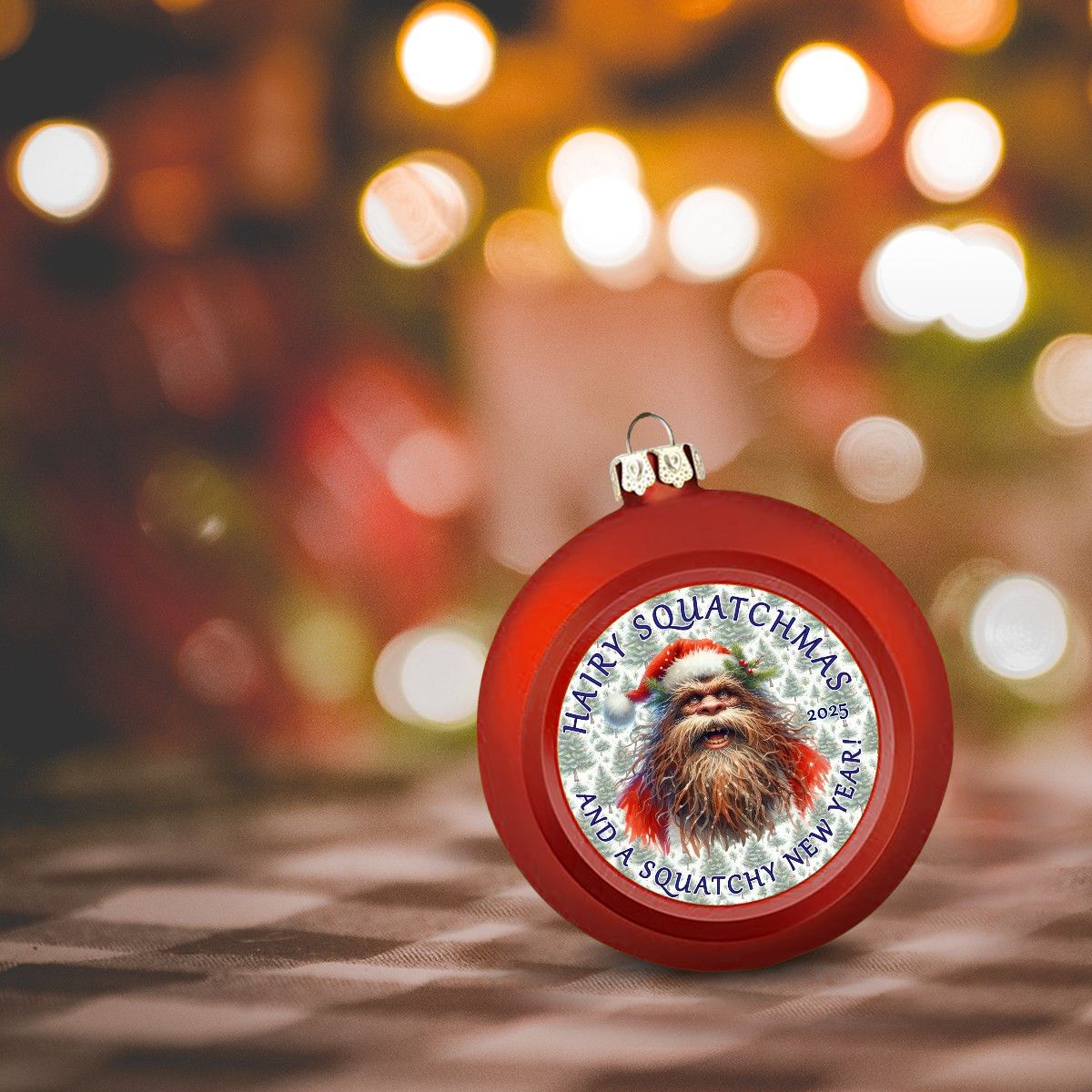 Bigfoot / Sasquatch Santa "Hairy Squatchmas..", Christmas Ball Ornaments