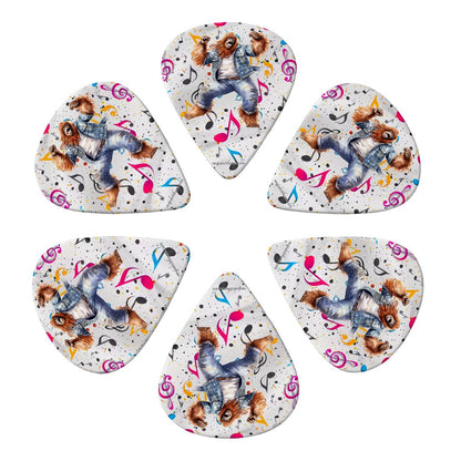 6 Guitar Picks with Keychain Snap Case- Dancing Sasquatch Bigfoot – 3 Thicknesses