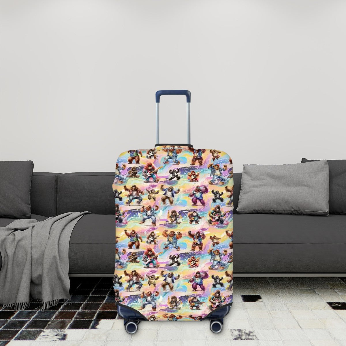 Groovy Sasquatch Bigfoot Polyester Luggage Cover / Protector (With Belt)