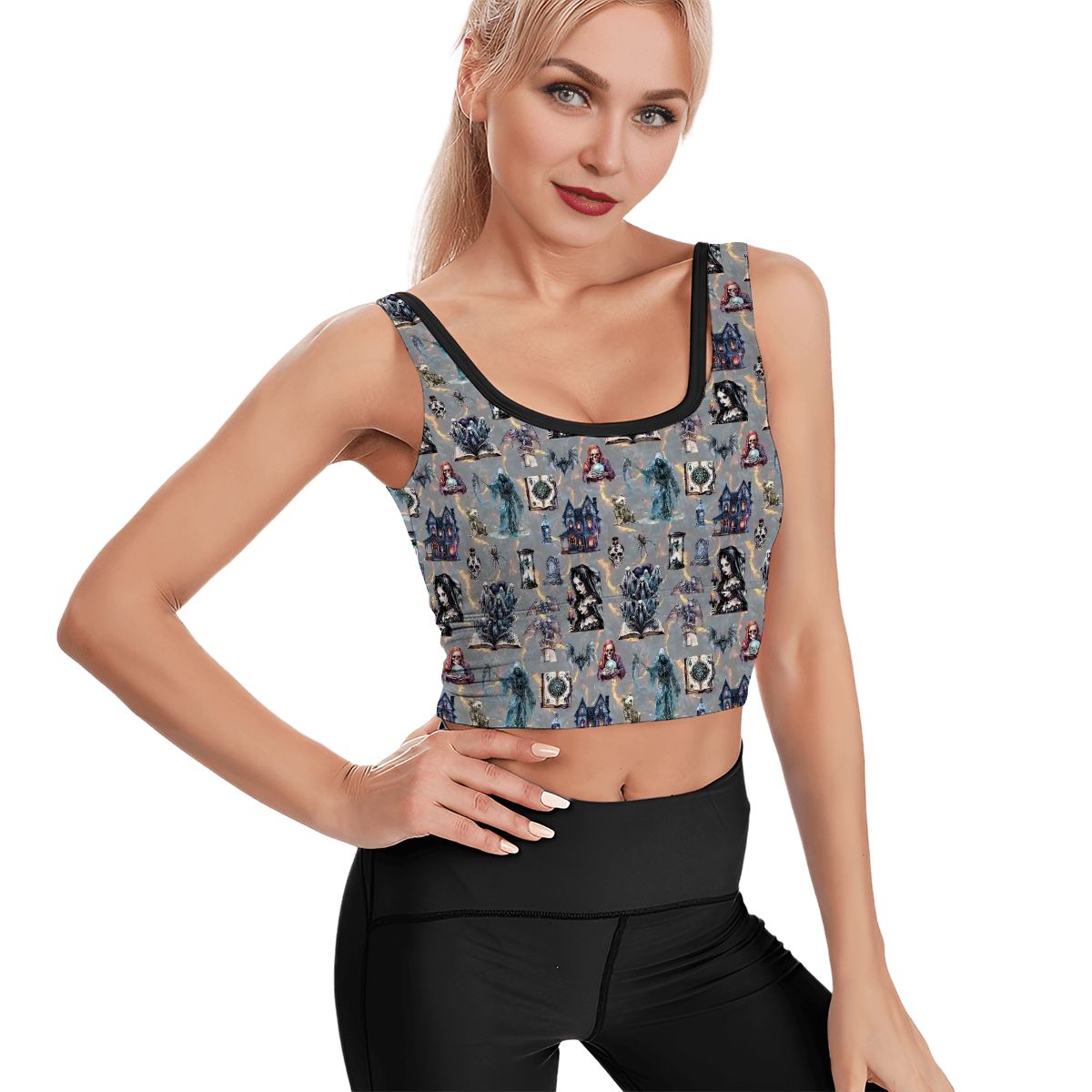 Gothic Design, Women’s Strappy Sports Bra, Yoga Top
