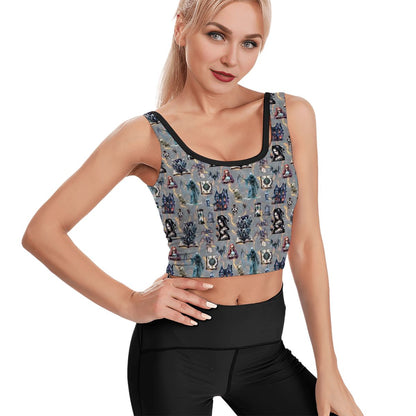 Gothic Design, Women’s Strappy Sports Bra, Yoga Top