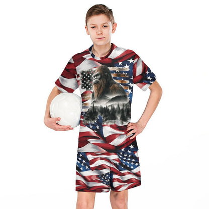 Patriot Bigfoot, Sasquatch, Children's T-shirt & Shorts Set