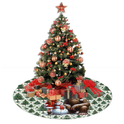 Sasquatch Santa Bigfoot w Girl, Plush Christmas Tree Skirt – 3 Sizes