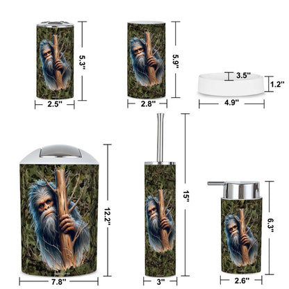 Bigfoot / Sasquatch Hiding, 5 Piece Bathroom Décor Set