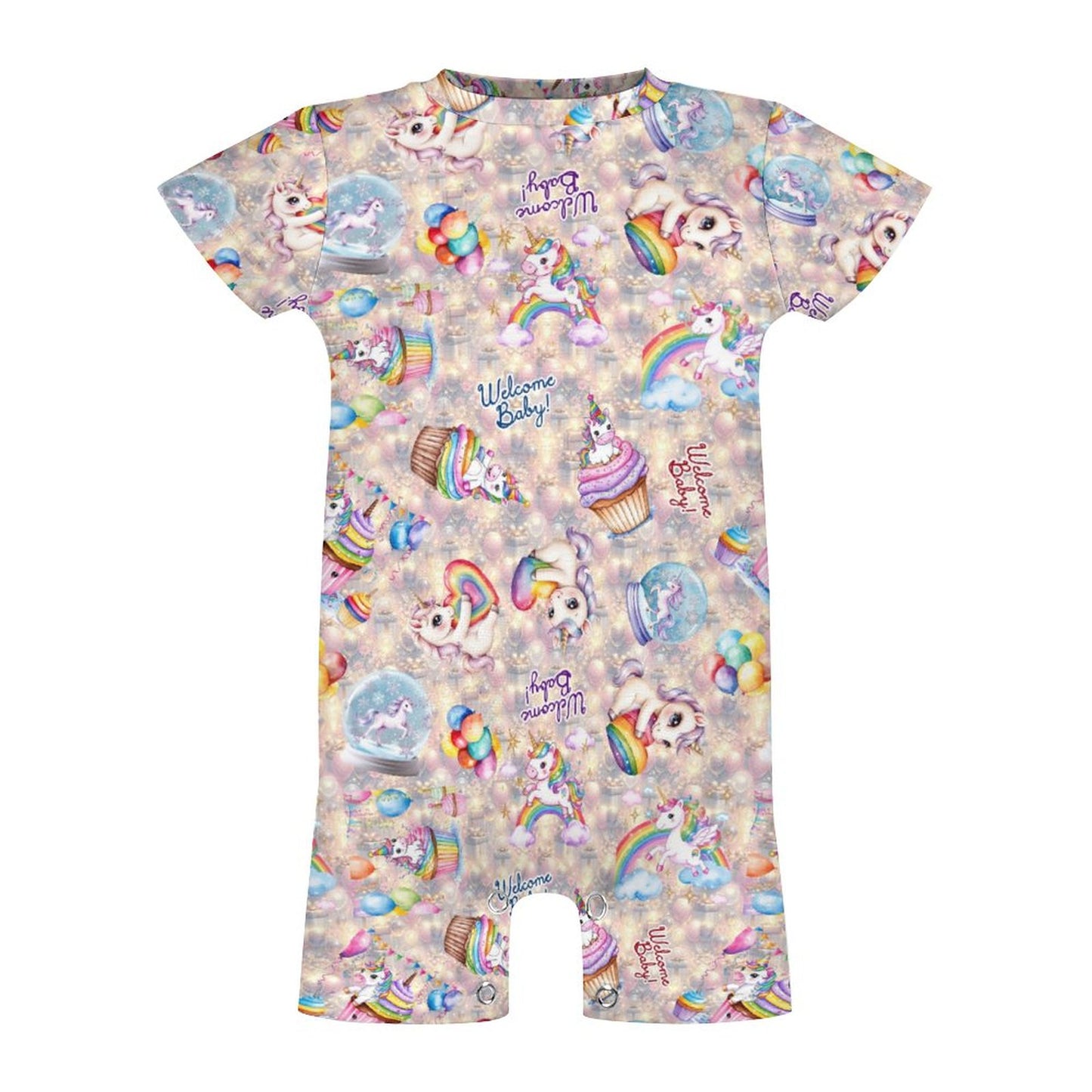 Welcome Baby Designs, Faux Cotton Short Sleeve Baby Bodysuit Romper