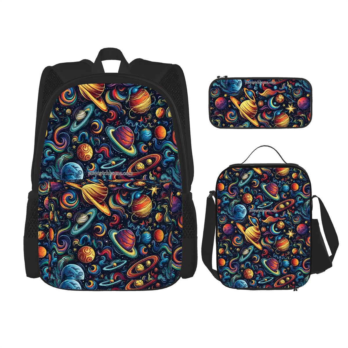 12 Galaxy / Outer Space Designs, 3 Piece Bag Set – Oxford Backpack, Lunch Bag, Pencil Pouch