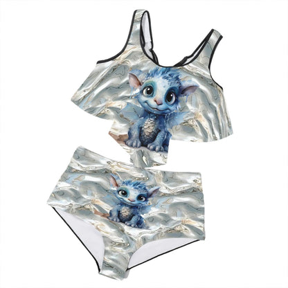 Baby Dragon, Plus Size Women Bikini Flowy, Ruffle Top Swimsuit