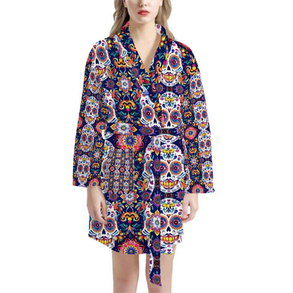 Day of the Dead Skulls, Women’s Bath Robe 33.5” Long