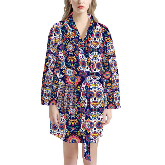 Day of the Dead Skulls, Women’s Bath Robe 33.5” Long
