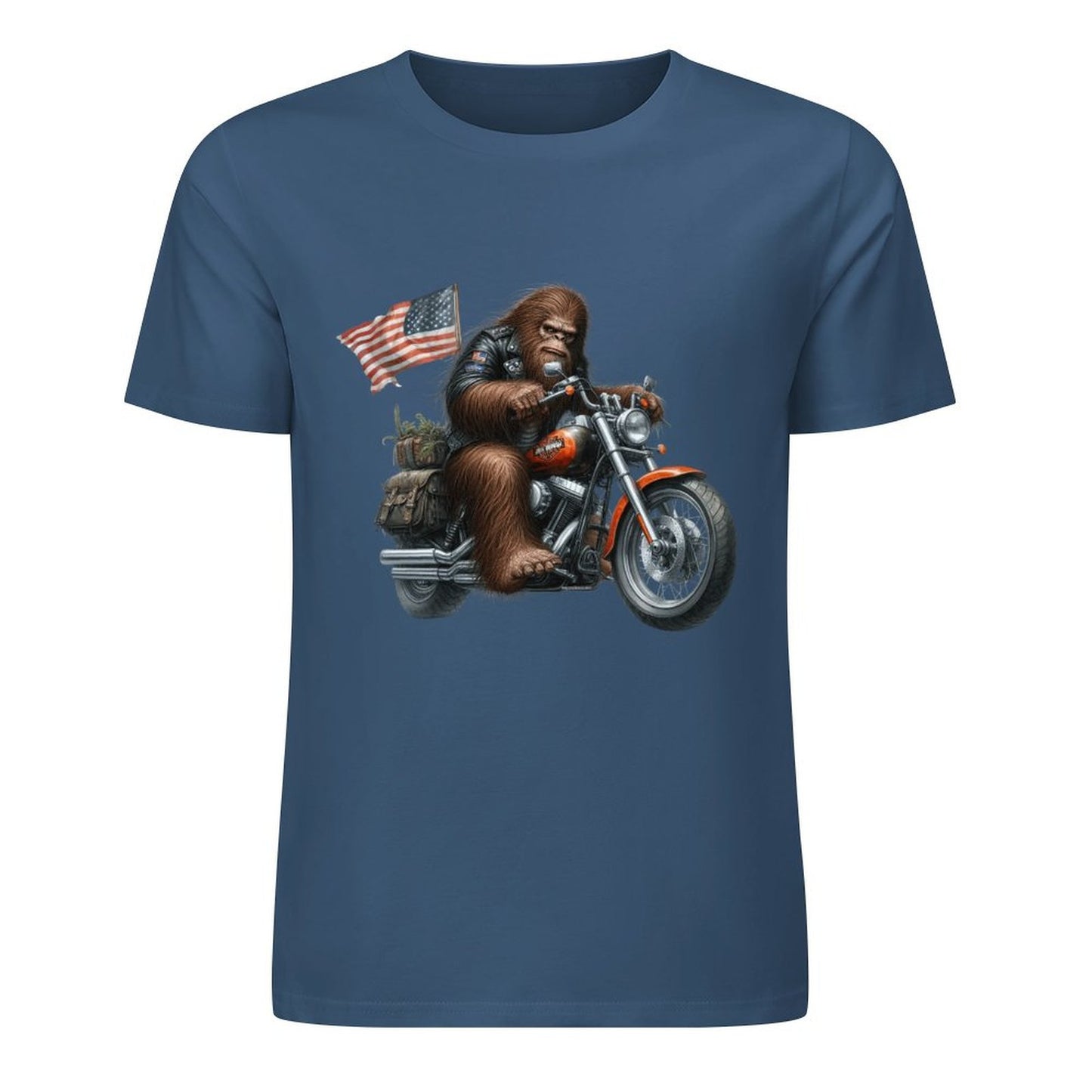 Bigfoot - Sasquatch on Motorcycle Short Sleeve Cotton T-Shirt