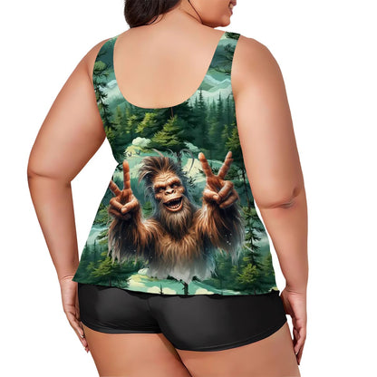 Bigfoot, Sasquatch, Plus Sized Women’s Two Piece Tankini Swimsuit