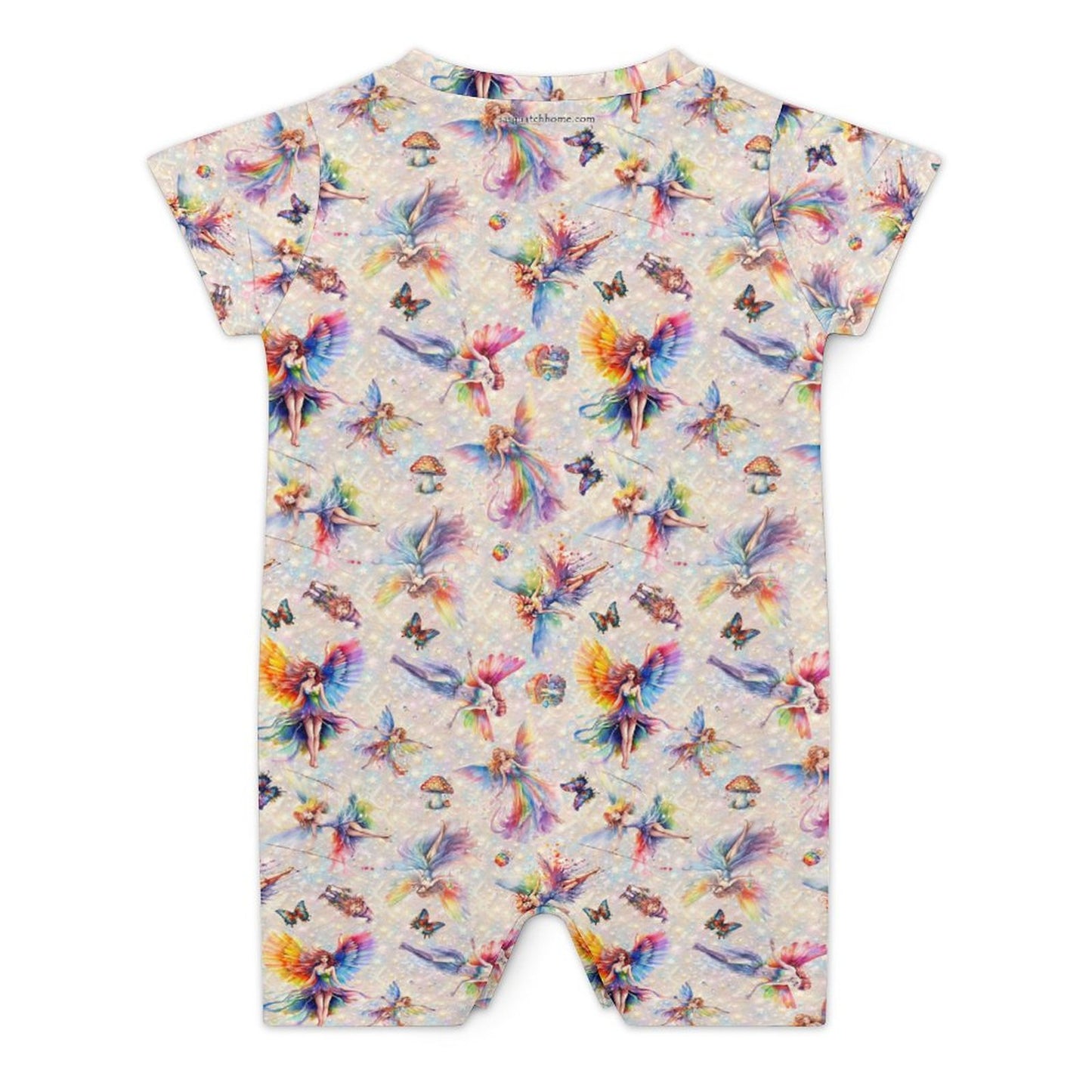 6 Fairy Designs, Faux Cotton Short Sleeve Baby Bodysuit Romper