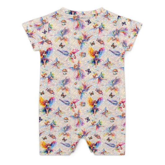 6 Fairy Designs, Faux Cotton Short Sleeve Baby Bodysuit Romper