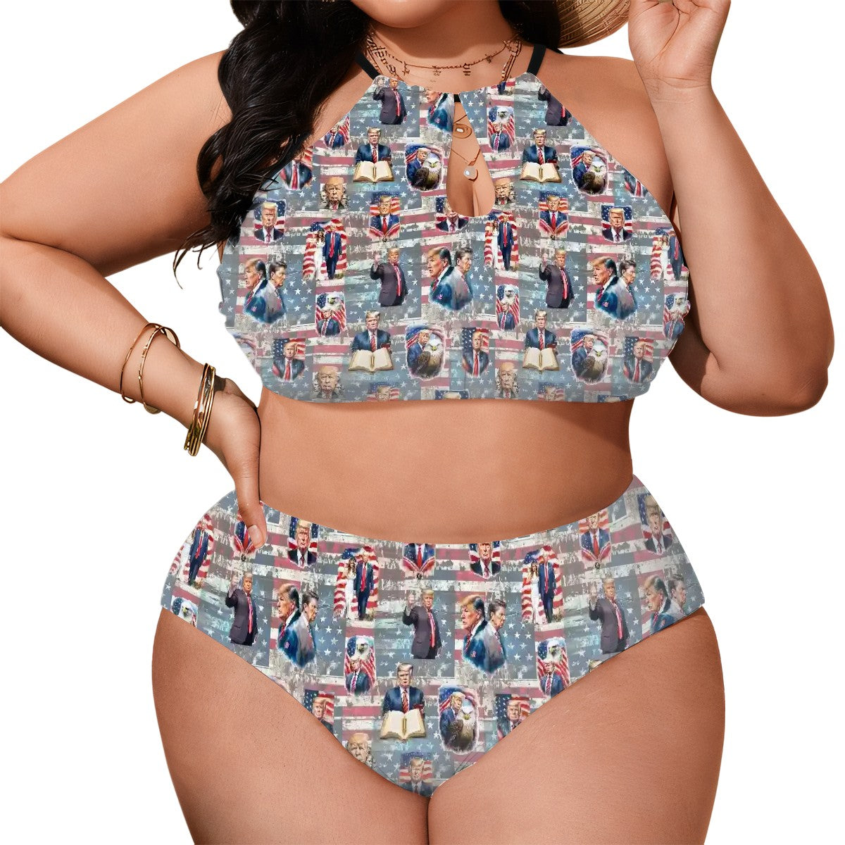 20 Donald Trump Designs, Plus Size High-Waisted Bikini Customized Services
