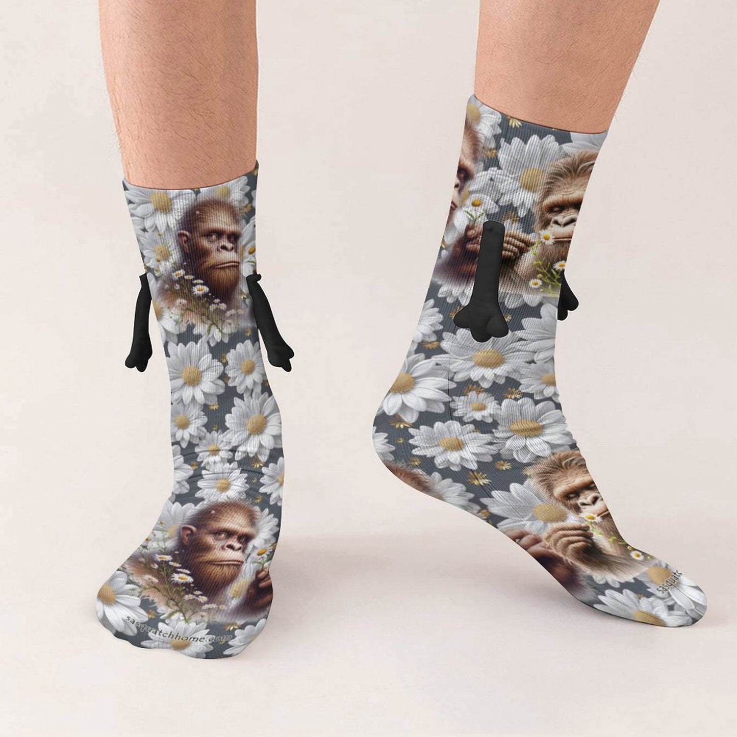 Bigfoot Daisies Magnetic Holding Hands Funny Socks – PERSONALIZE FREE