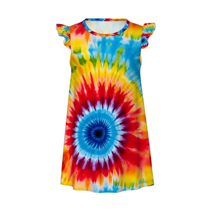 19 Tie Dye Designs, Girl's Flutter Sleeve Nightgown