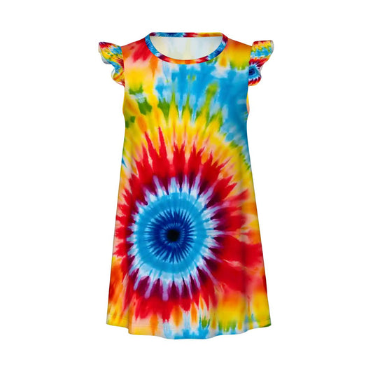 19 Tie Dye Designs, Girl's Flutter Sleeve Nightgown