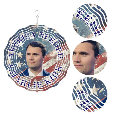 Charlie Kirk, US Made Hanging Metal 3D Wind Spinner, Ornament