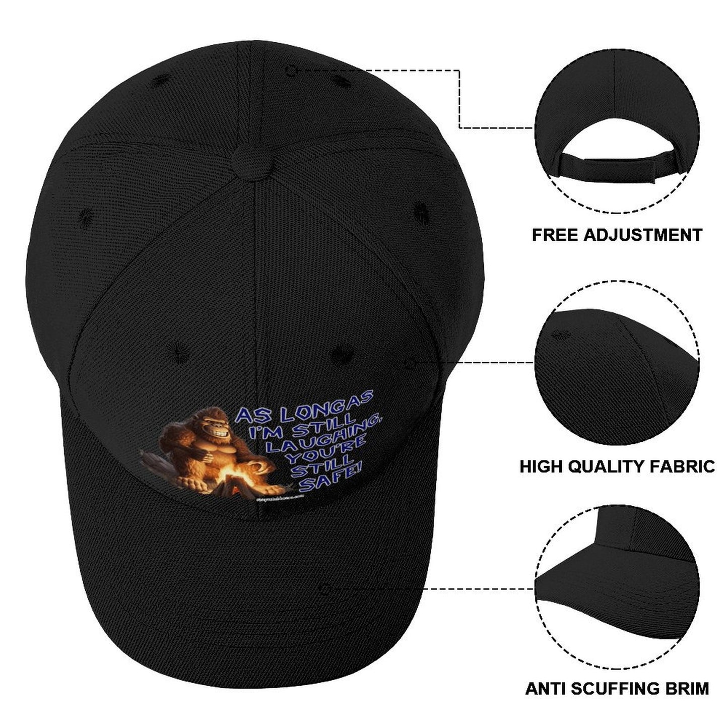 “Sarcastic Sasquatch” Series Polyester Baseball Caps – “As long as I’m laughing…”