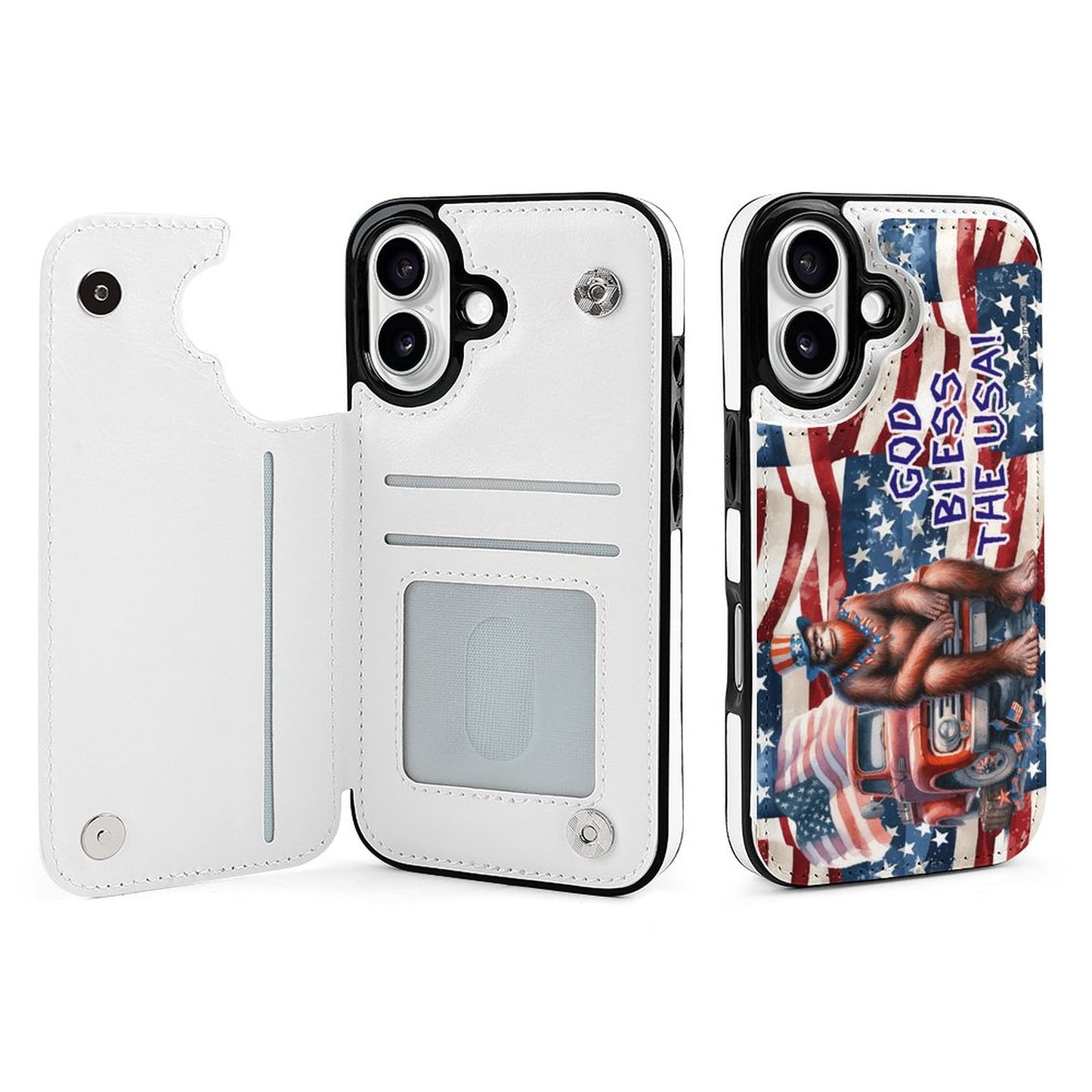 Patriotic Sasquatch / Bigfoot, iPhone 16 Faux Leather Wallet Case