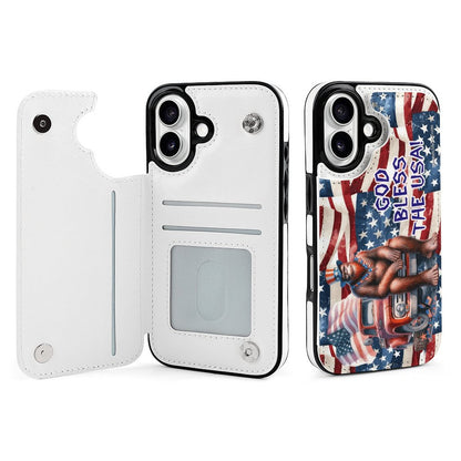 Patriotic Sasquatch / Bigfoot, iPhone 16 Faux Leather Wallet Case