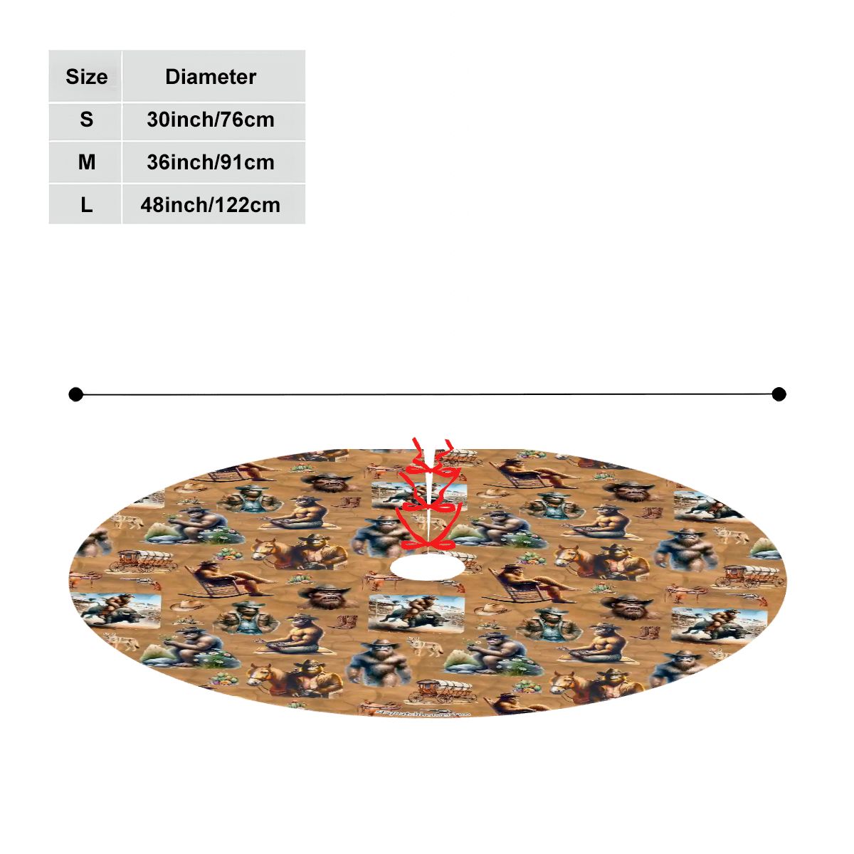 20 Bigfoot Sasquatch Designs, Plush Christmas Tree Skirt