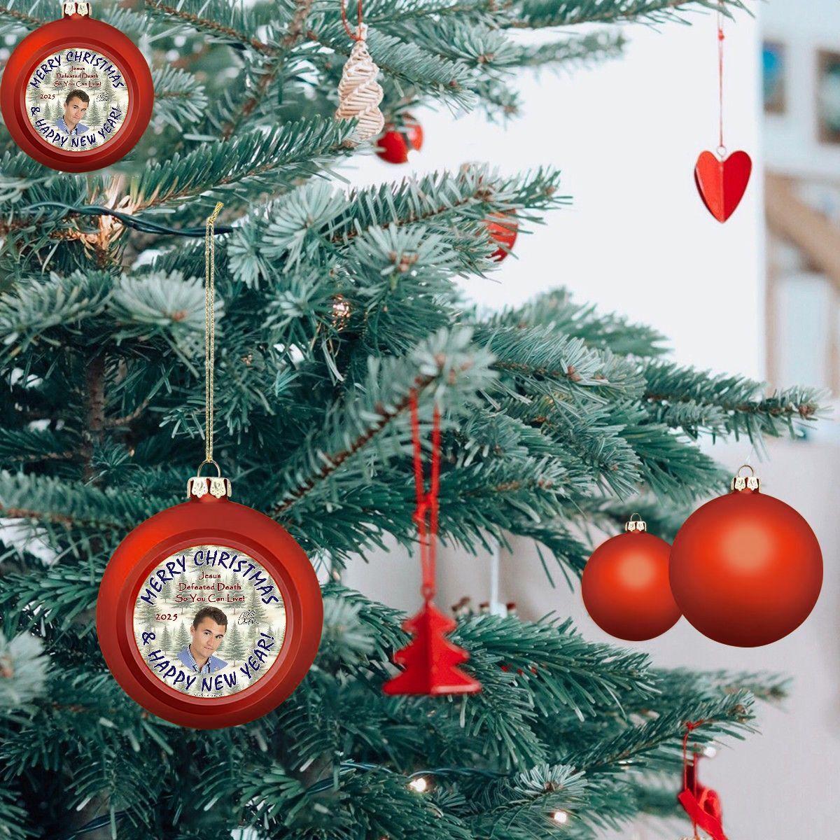 Charlie Kirk "Jesus defeated death..", Memorial Christmas Ball Ornaments