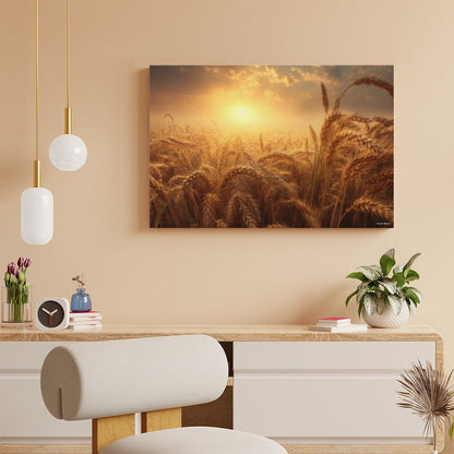 Wheat Sunset, Vintage Framed Canvas Art - 2 Sizes – Made in the USA
