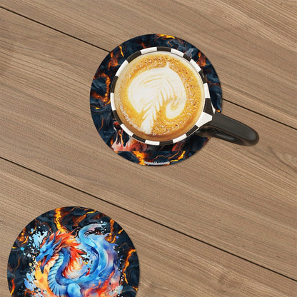 Dragons on Lava, Round Ceramic Coasters Set of 6