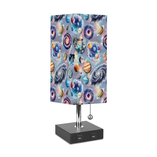 20 Misc Designs, Square Table Lamp with USB Ports, Charger