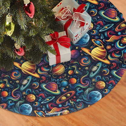 12 Galaxy Outer Space Designs, Plush Christmas Tree Skirt – 3 Sizes