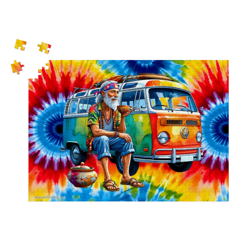 Hippie by Van, Cardboard Jigsaw Puzzle, 4 Sizes
