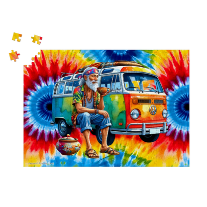 Hippie by Van, Cardboard Jigsaw Puzzle, 4 Sizes